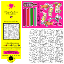 Load image into Gallery viewer, * HOLIDAY* Making Spirits Bright Christmas Drinks Colour-Your-Own Gift Wrapping Paper Kit