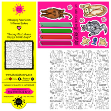 Load image into Gallery viewer, *HOLIDAY* Meowy Christmas Happy Howlidays Christmas Cat Lady Colour-Your-Own Gift Wrapping Paper Kit