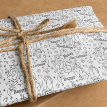 Load image into Gallery viewer, *HOLIDAY* Meowy Christmas Happy Howlidays Christmas Cat Lady Colour-Your-Own Gift Wrapping Paper Kit