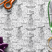 Load image into Gallery viewer, *HOLIDAY* I Love You From Head to Mistletoe Christmas Pun Colour-Your-Own Gift Wrapping Paper Kit
