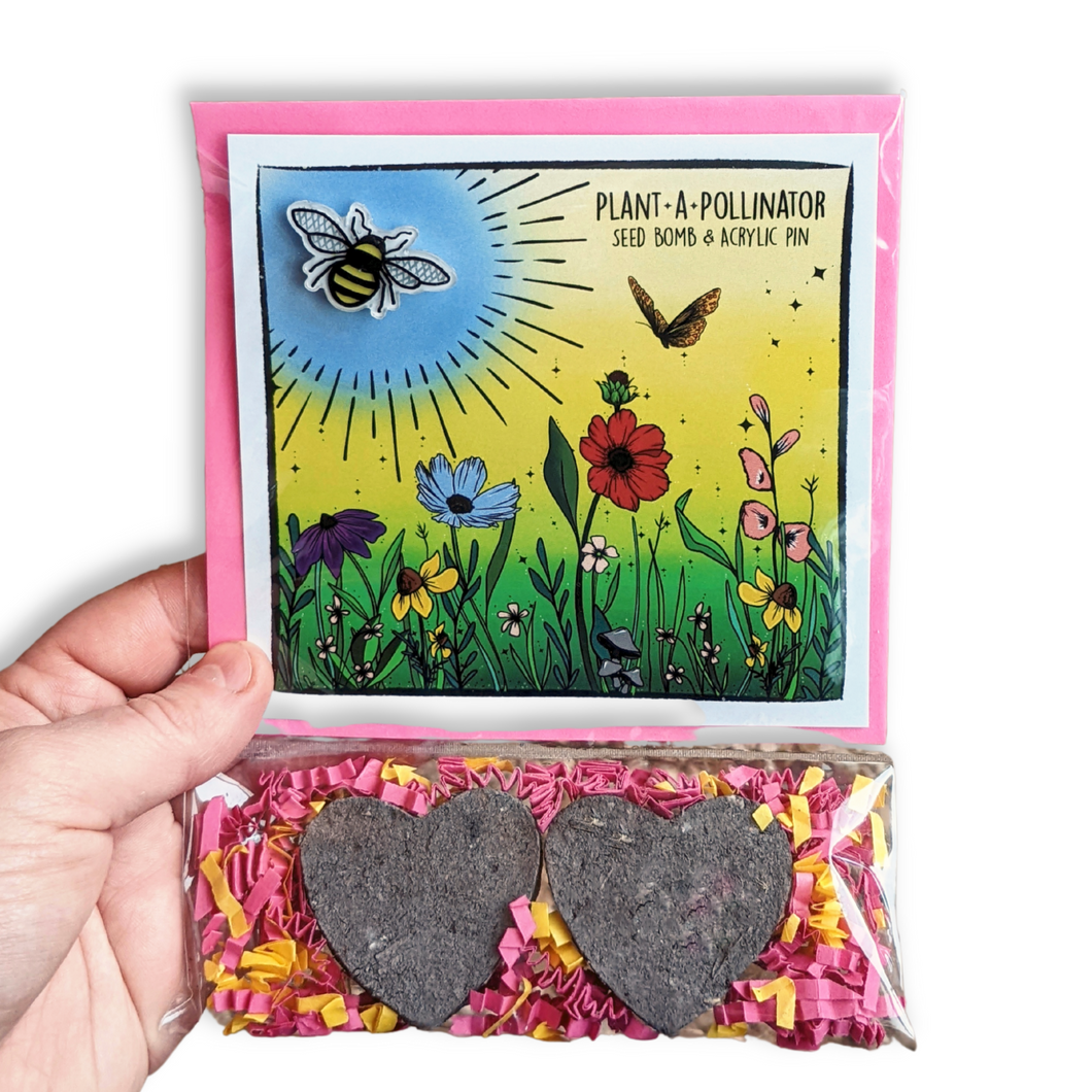 Pollinator Garden Seed Bomb Card + Acrylic Pin
