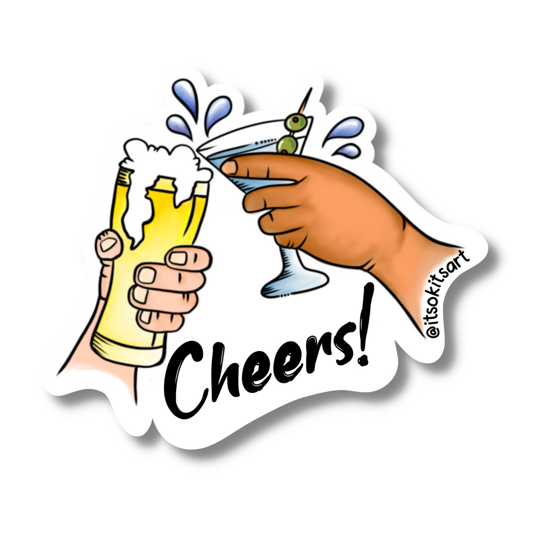 Cheers to Drinks Fun Mini Sticker