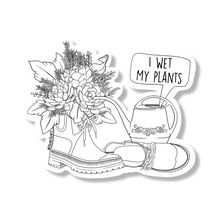 Load image into Gallery viewer, Sticker - I Wet My Plants (Colour Your Own)