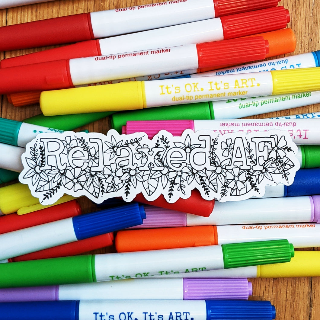 Sticker - Relaxed AF (Colour Your Own)