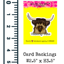 Load image into Gallery viewer, Udderly Cute Scottish Highland Cow Mini Sticker