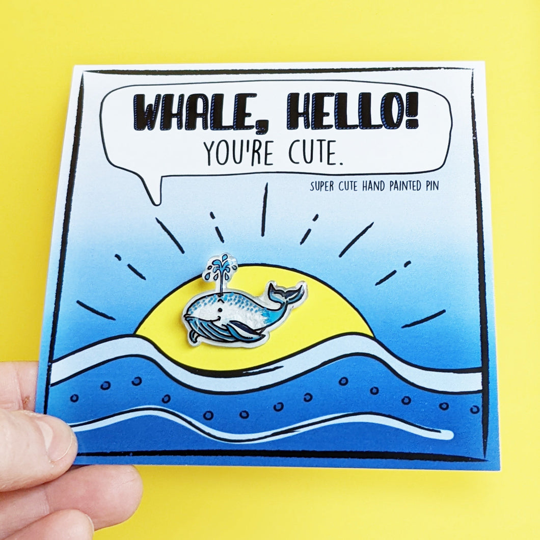 Acrylic Pin + Card - Whale (Valentine's Day) - Whale Hello!