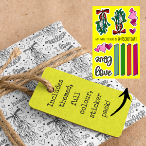 *HOLIDAY* - I Love You From Head to Mistletoe Christmas Pun Colour-Your-Own Gift Wrapping Paper Kit
