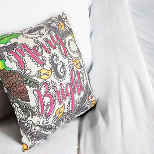*HOLIDAY* Pillow Cover - Merry And Bright Pillow Cover (ONLY)