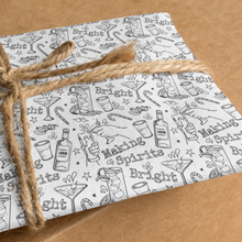 Load image into Gallery viewer, * HOLIDAY* Making Spirits Bright Christmas Drinks Colour-Your-Own Gift Wrapping Paper Kit