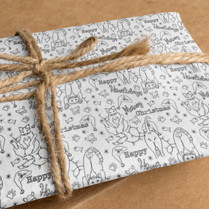 *HOLIDAY* Meowy Christmas Happy Howlidays Christmas Cat Lady Colour-Your-Own Gift Wrapping Paper Kit