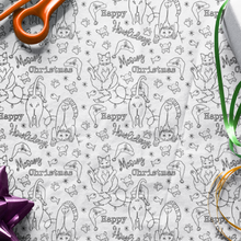 Load image into Gallery viewer, *HOLIDAY* Meowy Christmas Happy Howlidays Christmas Cat Lady Colour-Your-Own Gift Wrapping Paper Kit